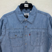 LEVI'S MEN'S SMALL LONG SLEEVE AUBURN WORKER SHIRT BLUE