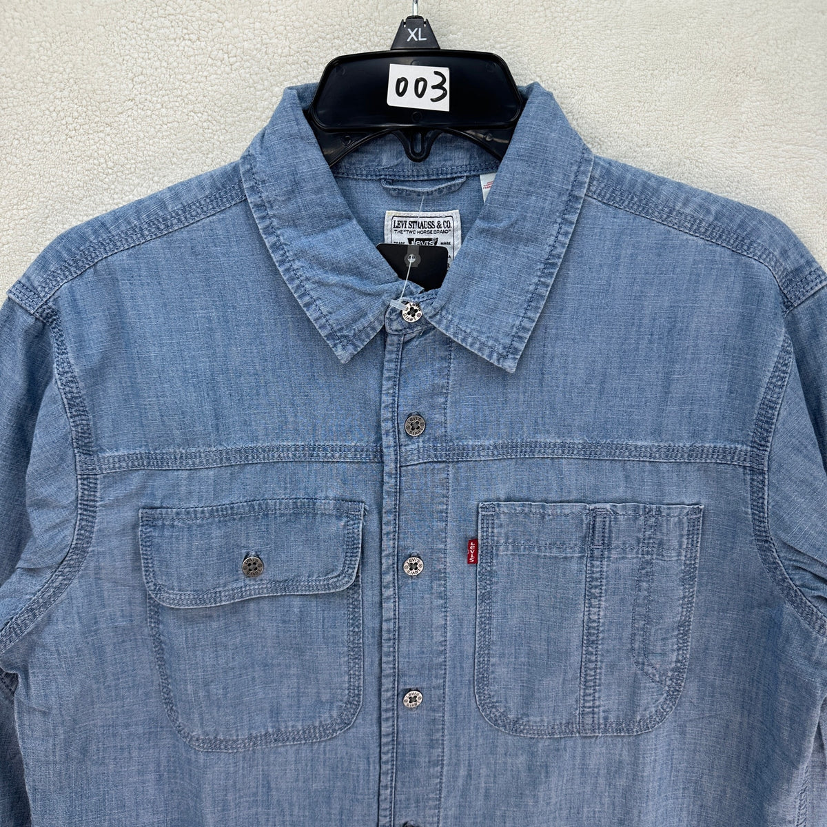 LEVI'S MEN'S SMALL LONG SLEEVE AUBURN WORKER SHIRT BLUE