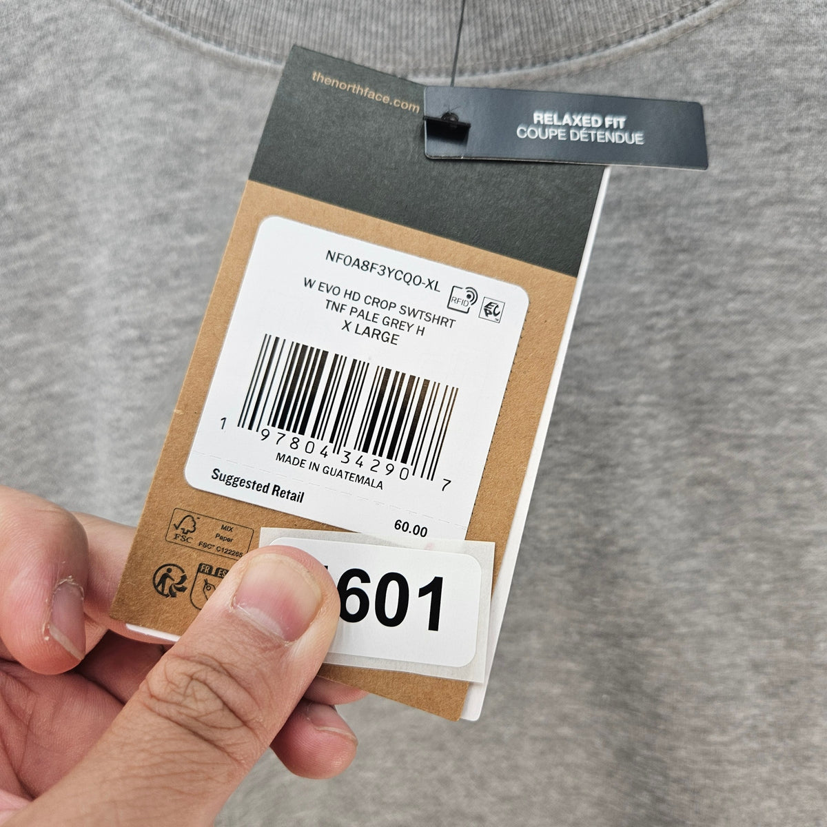 THE NORTH FACE WOMEN'S XL EVOLUTION HALF DOME CROP SWEATSHIRT TNF PALE GREY