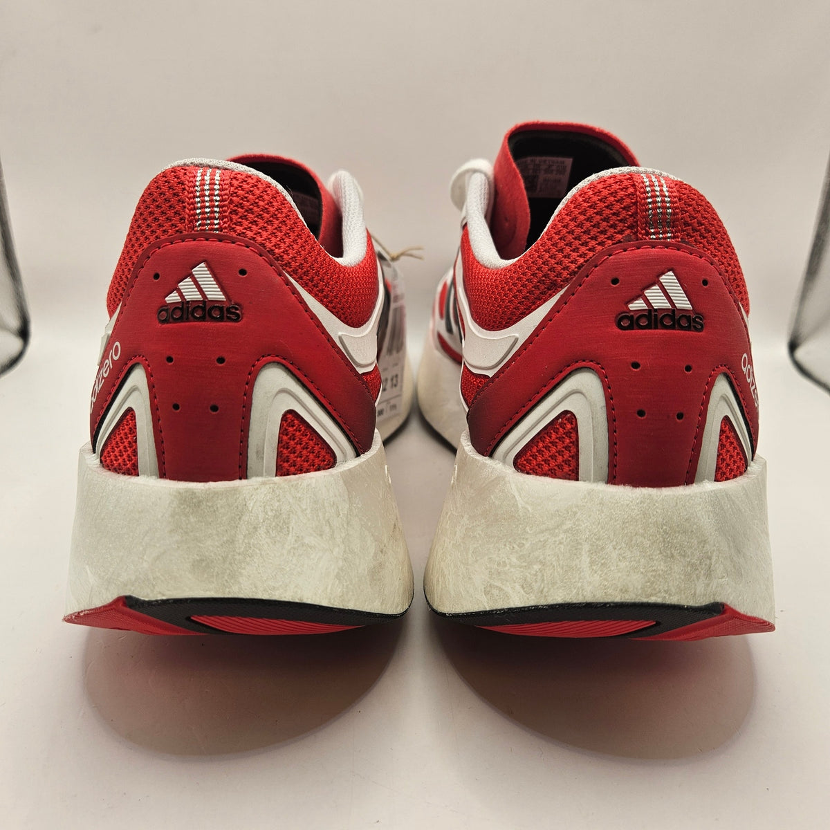 ADIDAS MEN'S 12 ADIZERO ARUKU WHITE PURE RUBY RED RUNNING SHOES NWOB JI0308