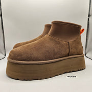 UGG WOMEN'S 10 MINI DIPPER CLASSIC SUEDE PLATFORM BOOTS CHESTNUT 1168170 NWOB
