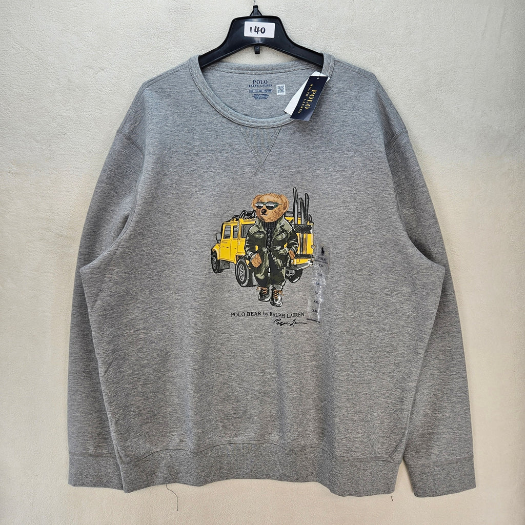 POLO RALPH LAUREN MEN'S XXL DEFENDER BEAR DOUBLE-KNIT SWEATSHIRT GRAY NWT