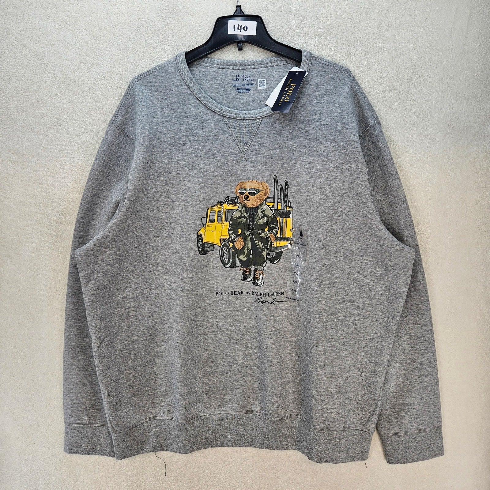 POLO RALPH LAUREN MEN'S XXL DEFENDER BEAR DOUBLE-KNIT SWEATSHIRT GRAY NWT