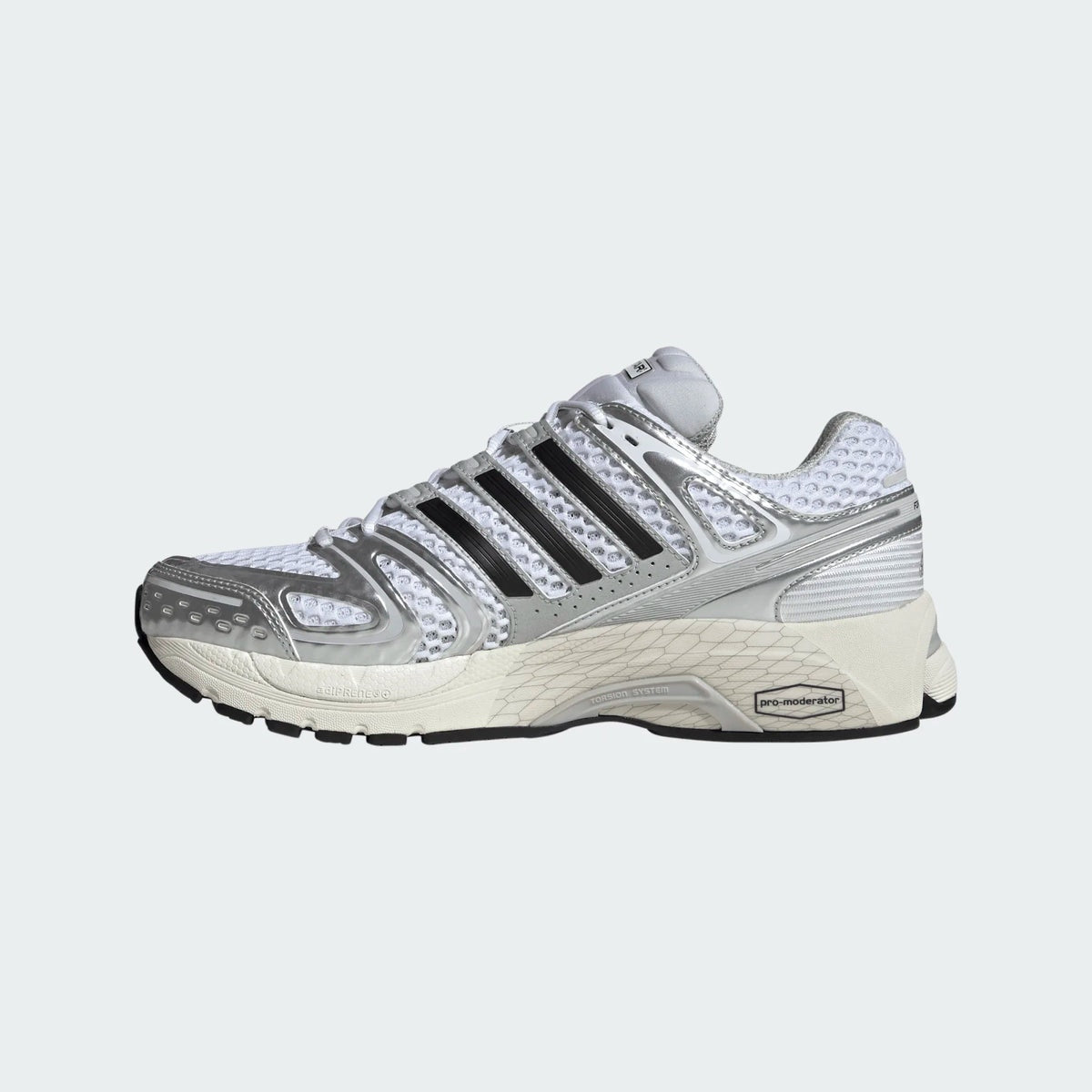 ADIDAS MEN'S 10.5 ADISTAR CONTROL 5 RUNNING SHOES METALLIC SILVER WHT JQ4168 NIB