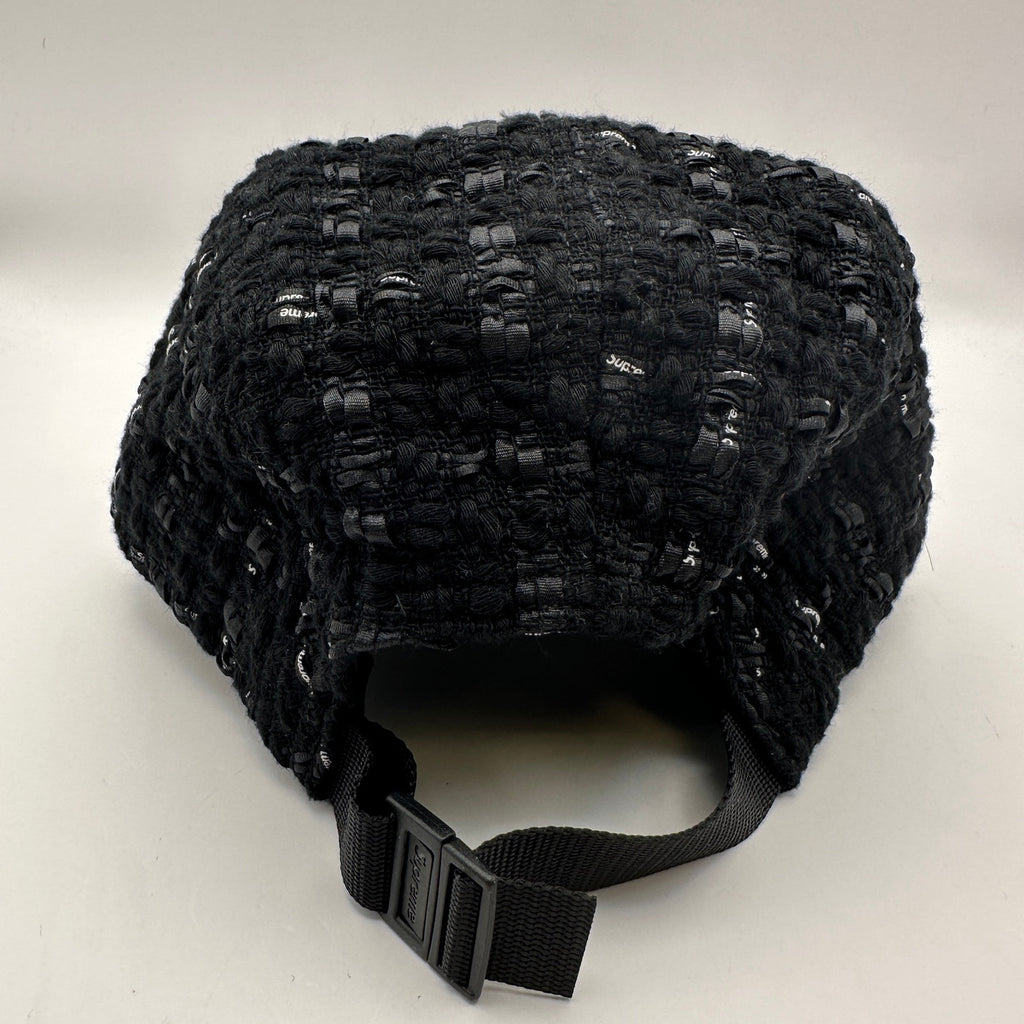 SUPREME BLACK TWEED CAMP CAP HAT BOX LOGO ADJUSTABLE MADE IN USA