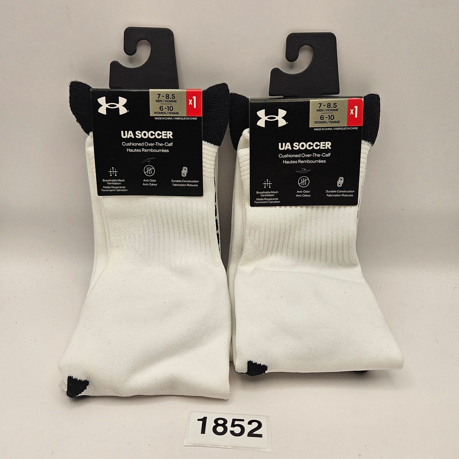 LOT OF 2 - UNDER ARMOUR OVER THE CALF CUSHION SOCCER SOCKS MEN'S SIZE 7-8.5 NWT