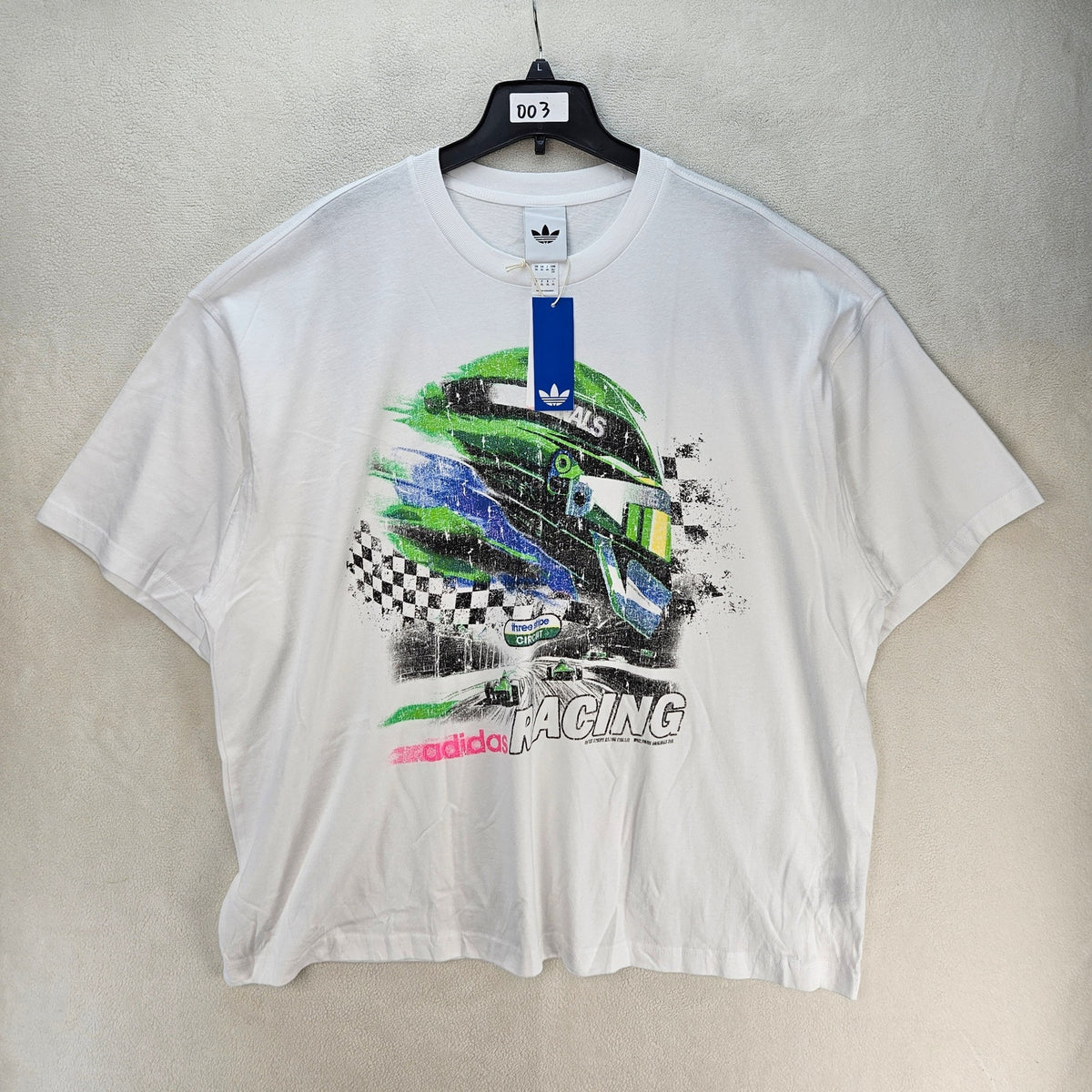 ADIDAS ORIGINALS MEN'S XXL RACING HELMET OVERSIZED VTG STYLE GRAPHIC TEE NWT