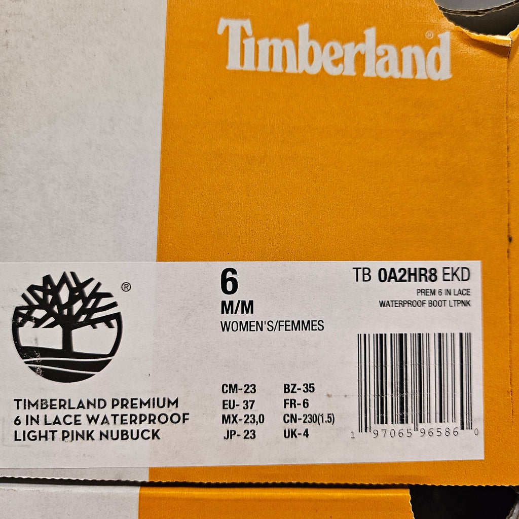 TIMBERLAND WOMEN'S 6 PREMIUM 6 INCH WP BOOT LT PINK NUBUCK NIB