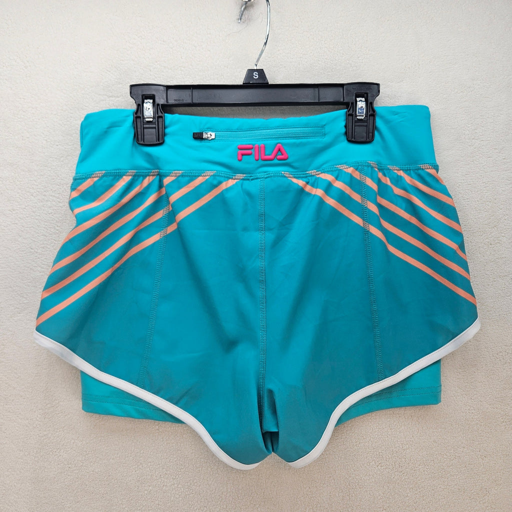 FILA X CHRISTOPHER BEVANS WOMEN'S SMALL TEAL TENNIS SHORTS UPF 50+ NWT