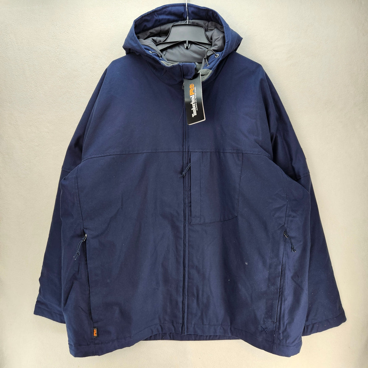 TIMBERLAND PRO MEN'S XXL GRITMAN FLEX NAVY BLUE CANVAS HOODED JACKET TB0A5XYQ019