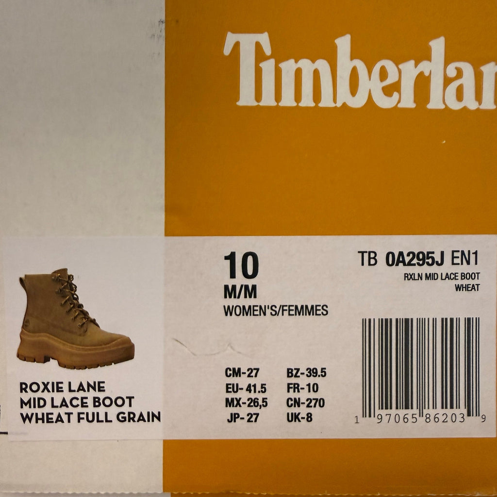 TIMBERLAND WOMEN'S 10 ROXIE LANE MID LACE UP BOOT WHEAT FULL GRAIN NIB