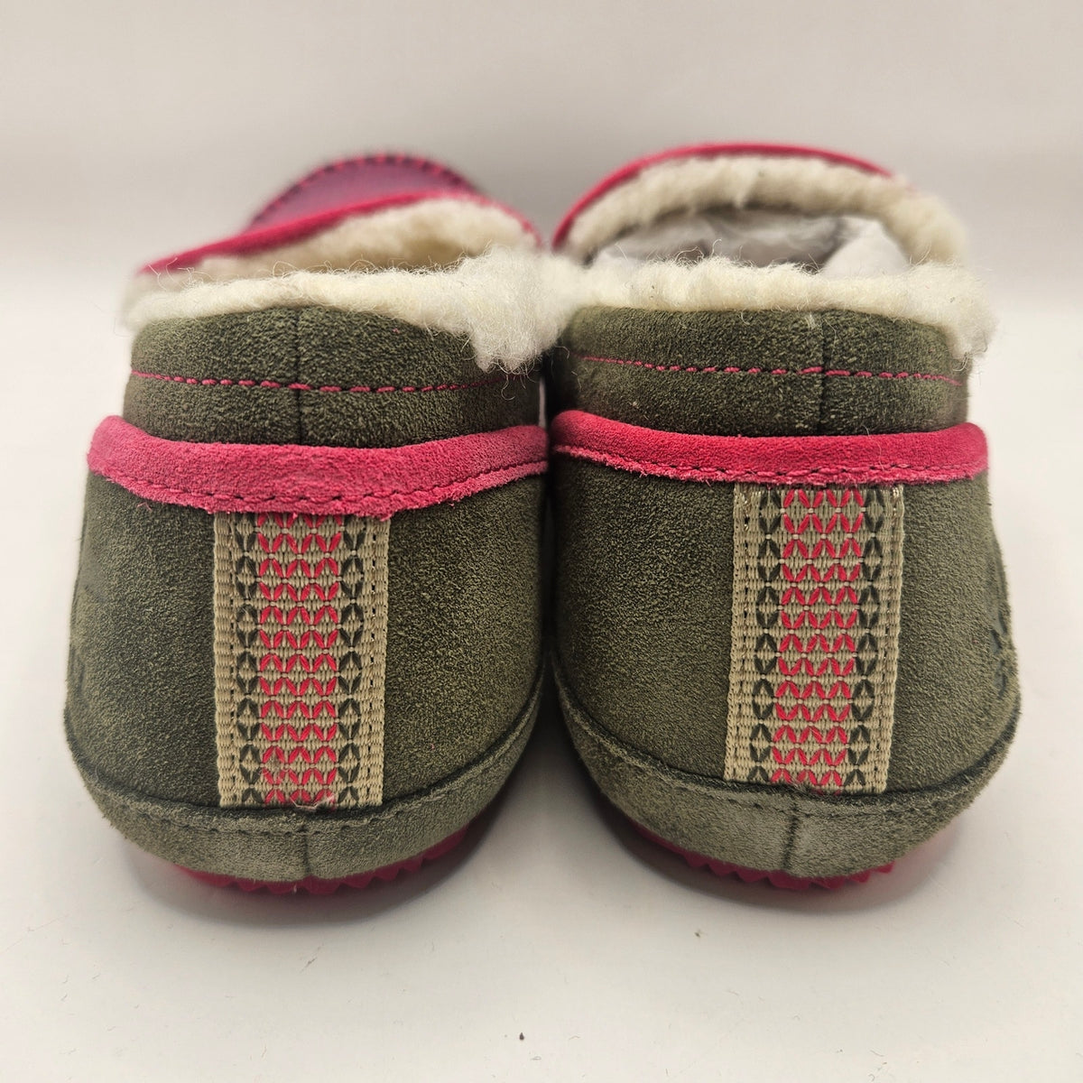 SOREL WOMEN'S 7 TREMBLANT II MOCASSIN SLIPPERS STONE GREEN CACTUS PINK NIB