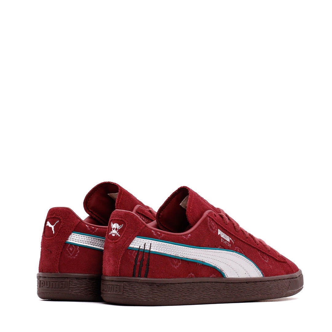 PUMA X ONE PIECE MEN'S 9 SUEDE 2 TEAM REGAL RED PUMA SILVER SNEAKERS NIB