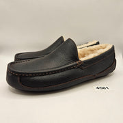 UGG MEN'S 8 ASCOT DARK SPICE BROWN LEATHER SLIPPERS LOAFER 5379