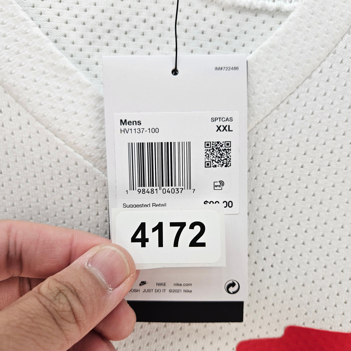 NIKE MEN'S XXL SPORTSWEAR CLUB HOCKEY JERSEY OVERSIZED WHITE RED NWT HV1137-100