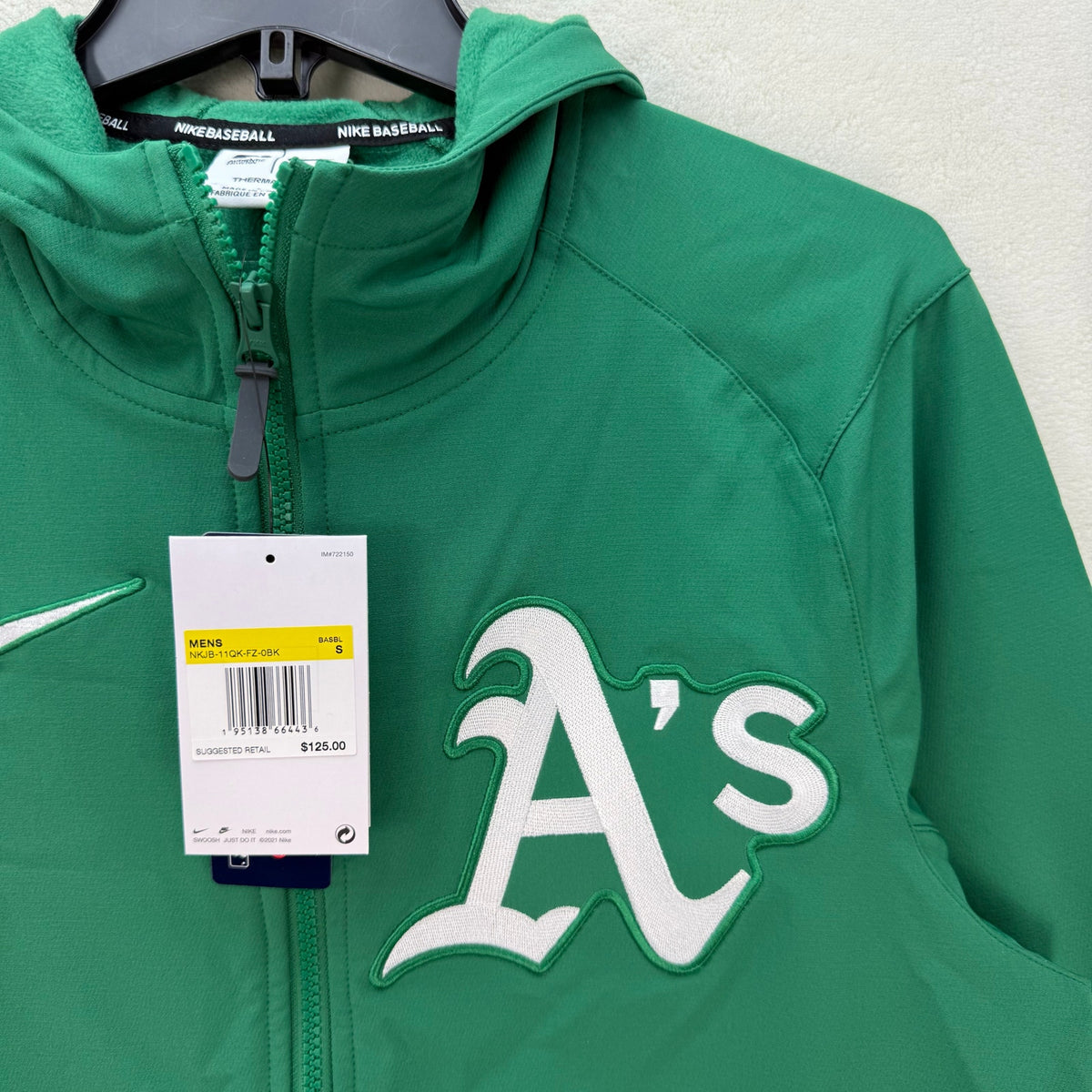 NIKE MEN'S SMALL BASEBALL SERIES OAKLAND ATHLETICS MLB HOODED JACKET