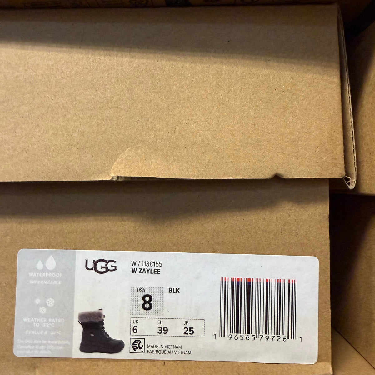 UGG WOMEN'S 8 BLACK ZAYLEE MICRO WINTER BOOTS WATERPROOF 1138155 NIB
