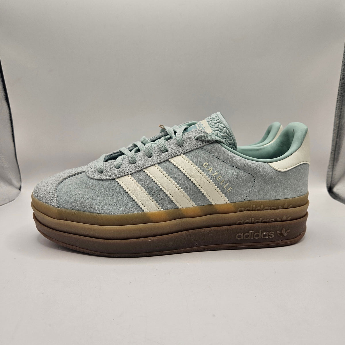 ADIDAS ORIGINALS WOMEN'S 10 GAZELLE BOLD ASH GREEN OFF WHITE GUM JS3902 PLATFORM
