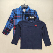 LEVI'S BOYS XS(5/6) WAFFLE LONG SLEEVE & FLANNEL SHIRT COMBO NWOT