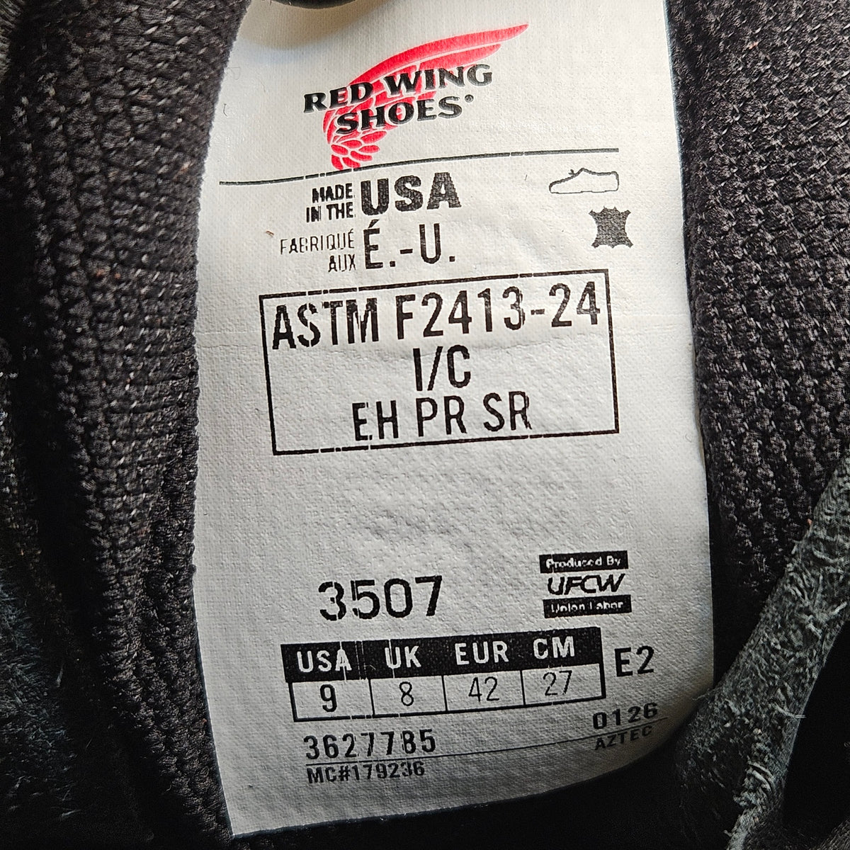 RED WING MEN'S 9 EE WIDE BLACK 3507 SUPERSOLE BOOTS STEEL TOE MADE IN USA SAFETY