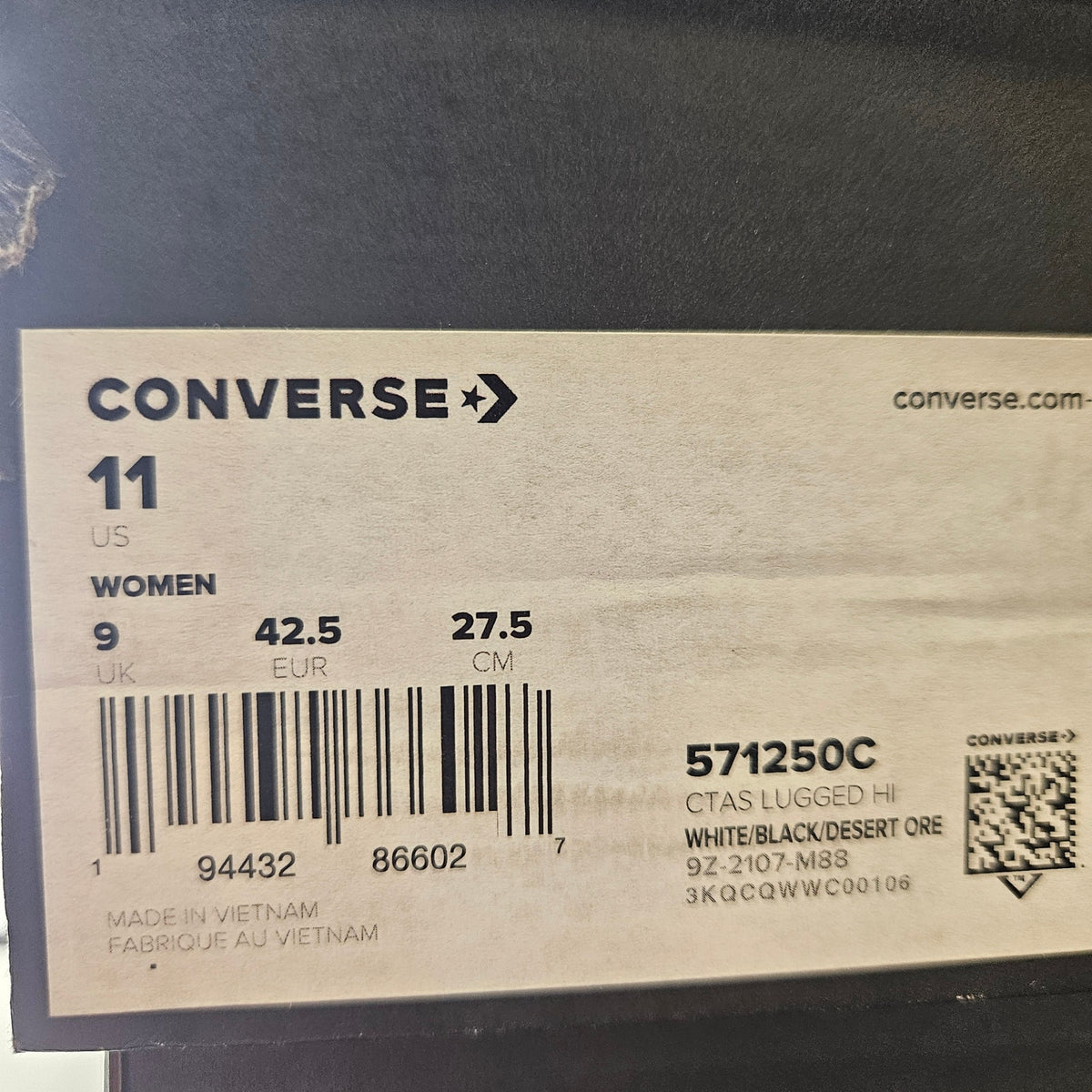 CONVERSE WOMEN'S CHUCK TAYLOR ALL STAR LUGGED HI CHEETAH WHITE BLACK 571250C