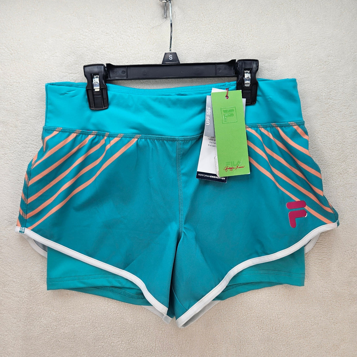 FILA X CHRISTOPHER BEVANS WOMEN'S SMALL TEAL TENNIS SHORTS UPF 50+ NWT