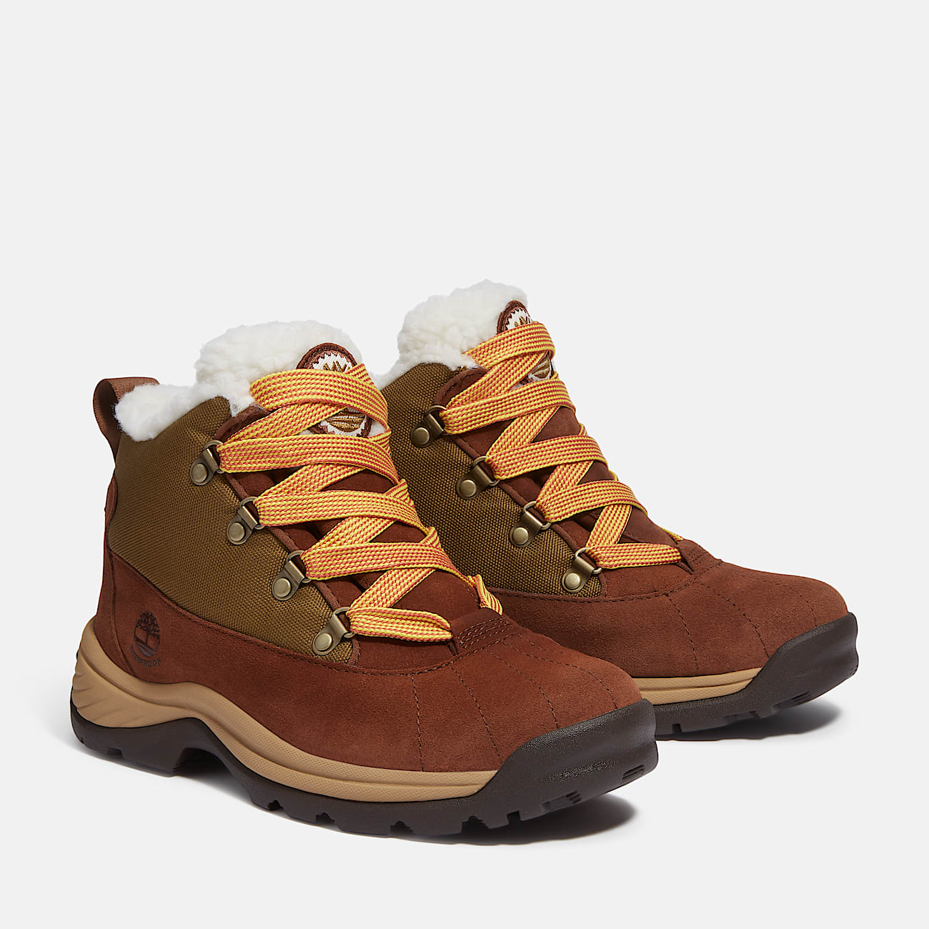 TIMBERLAND WOMEN'S 9 WHITE LEDGE MID LACE WATERPROOF SNOW BOOT BROWN NIB