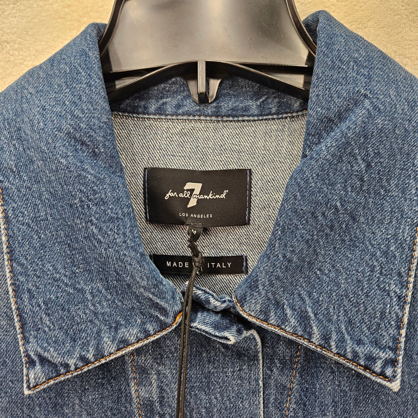 7 FOR ALL MANKIND WOMENS MEDIUM MADE IN ITALY OLI TRUCKER JACKET $398 NWT OVSZD