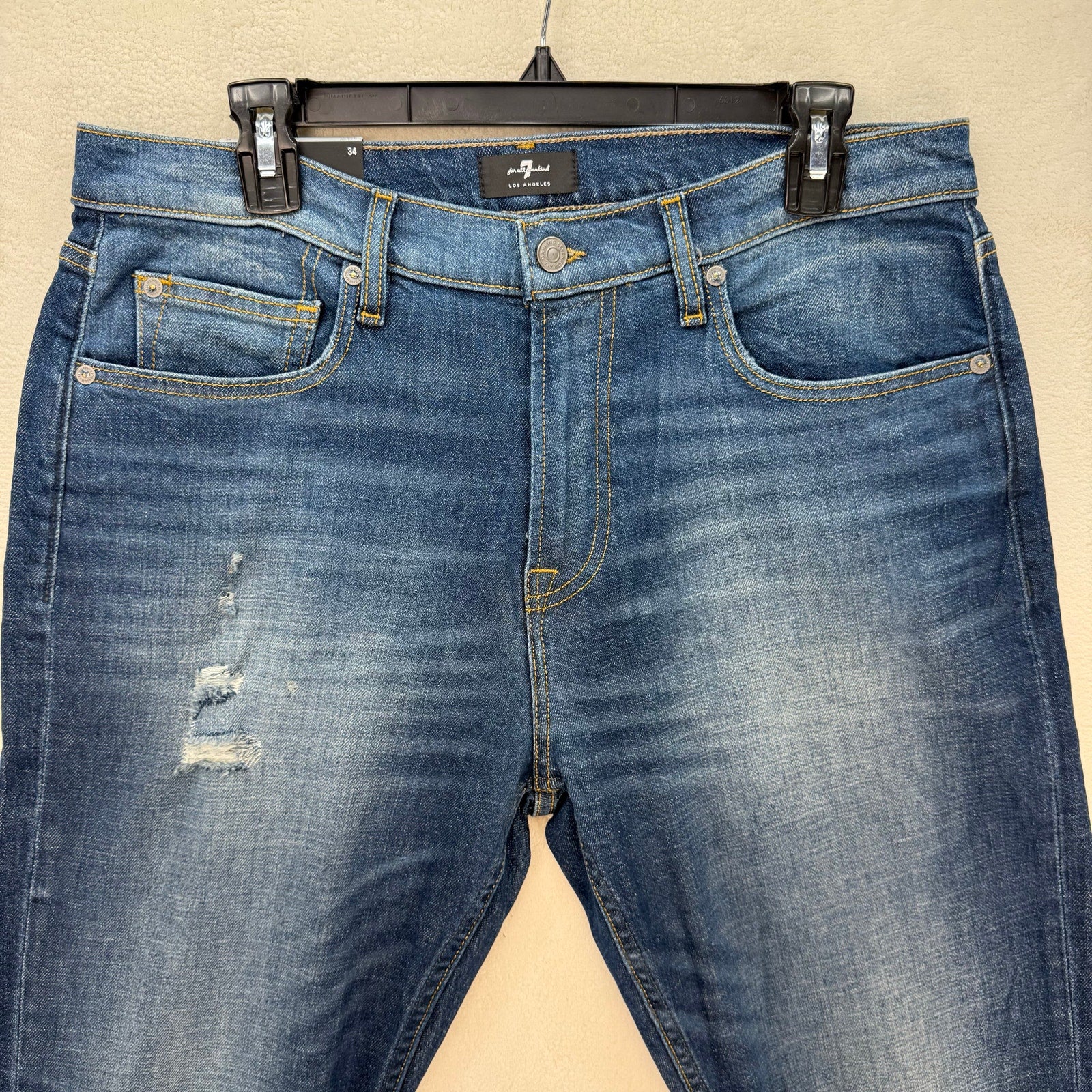 7 FOR ALL MANKIND MEN'S 33 ADRIEN HEMP SLIM TAPERED DARK JEANS