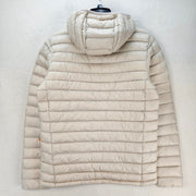 COLUMBIA WOMEN'S SMALL CORELITE DOWN HOODED JACKET BEIGE OMNI HEAT PACKABLE NWT