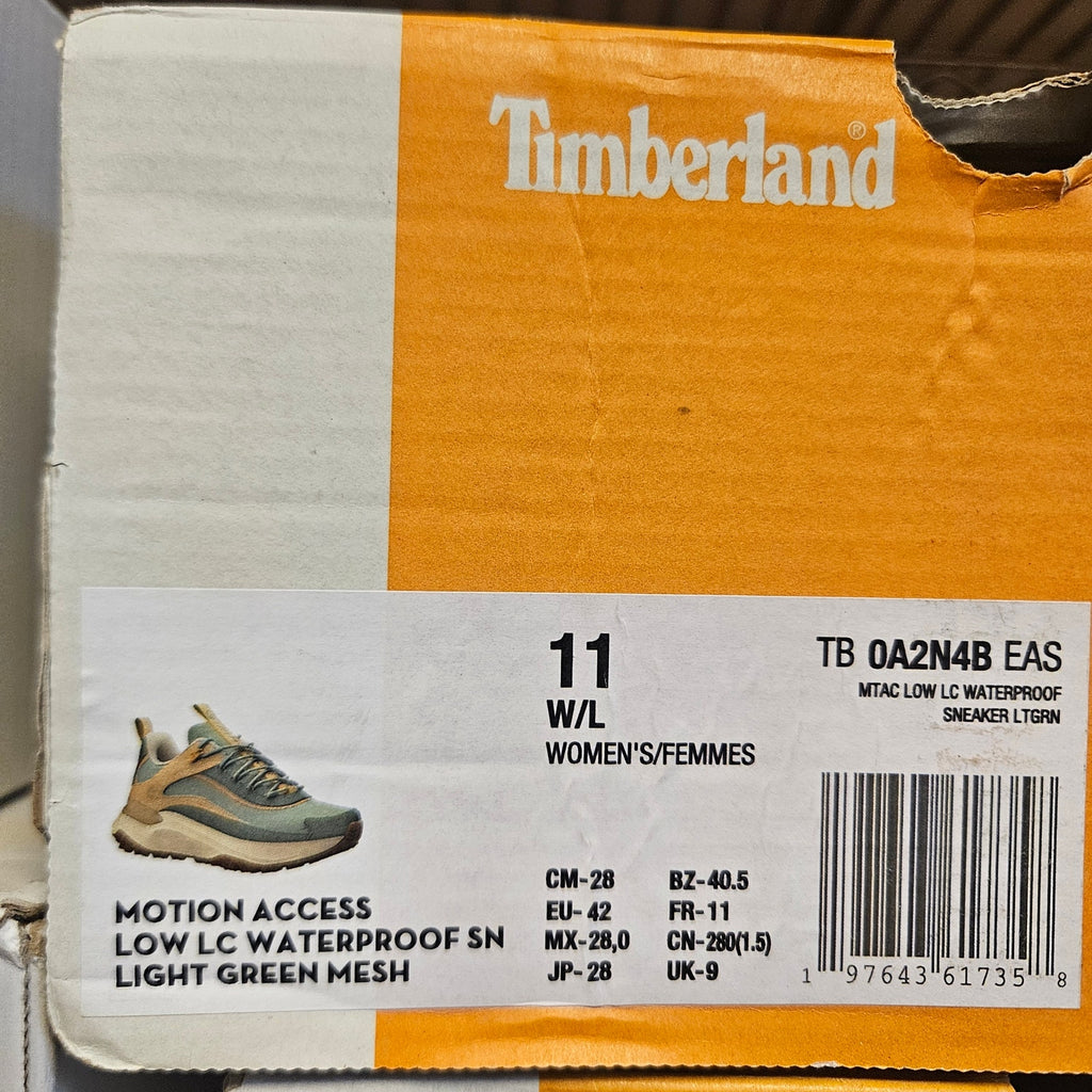 TIMBERLAND WOMEN'S 11 WIDE MOTION ACCESS LOW LACE-UP LIGHT GREEN MESH WP NIB