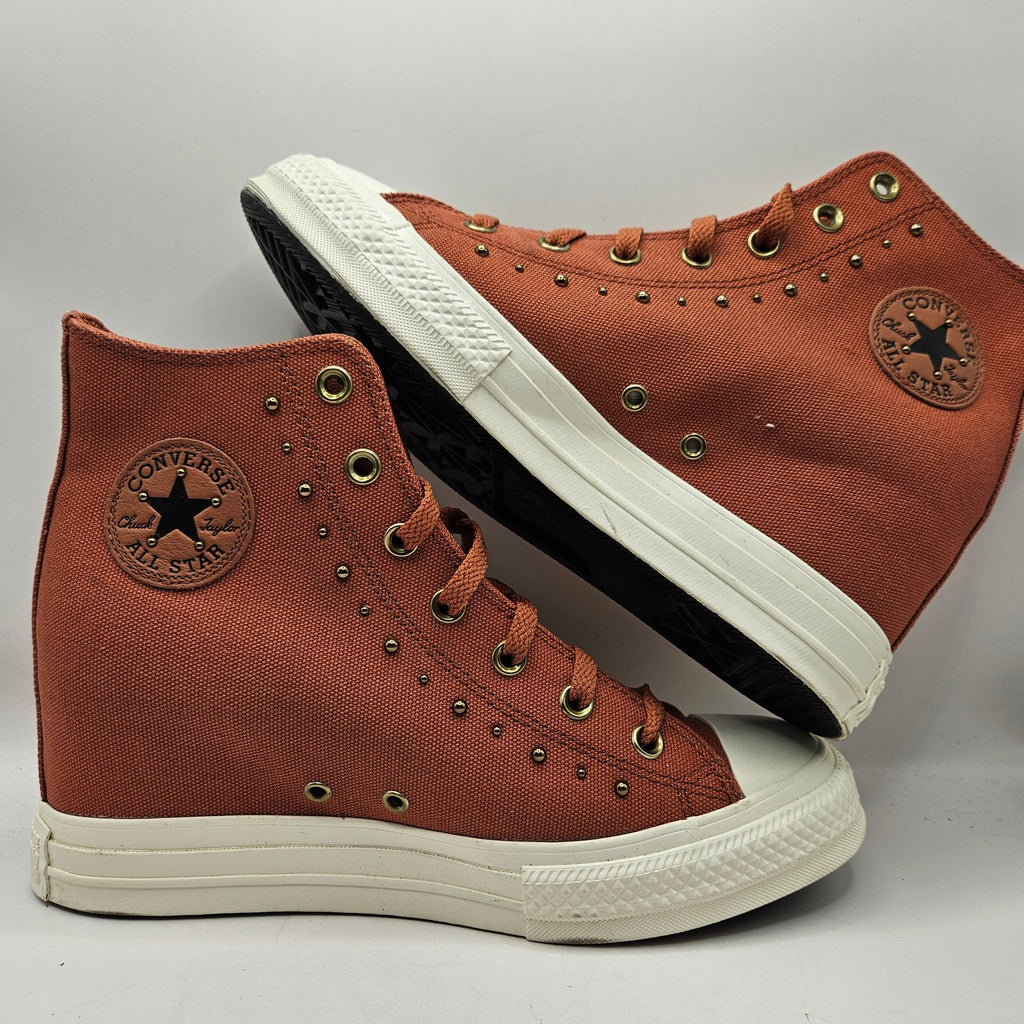 CONVERSE WOMEN'S 10.5 CTAS WEDGE PLATFORM STUDDED RUGGED ORANGE A15107C NWOB