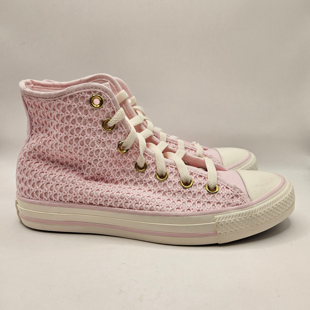 CONVERSE WOMEN'S 7.5 CHUCK TAYLOR ALL STAR HI SUGAR BERRY PINK KNIT NWOB A13643F