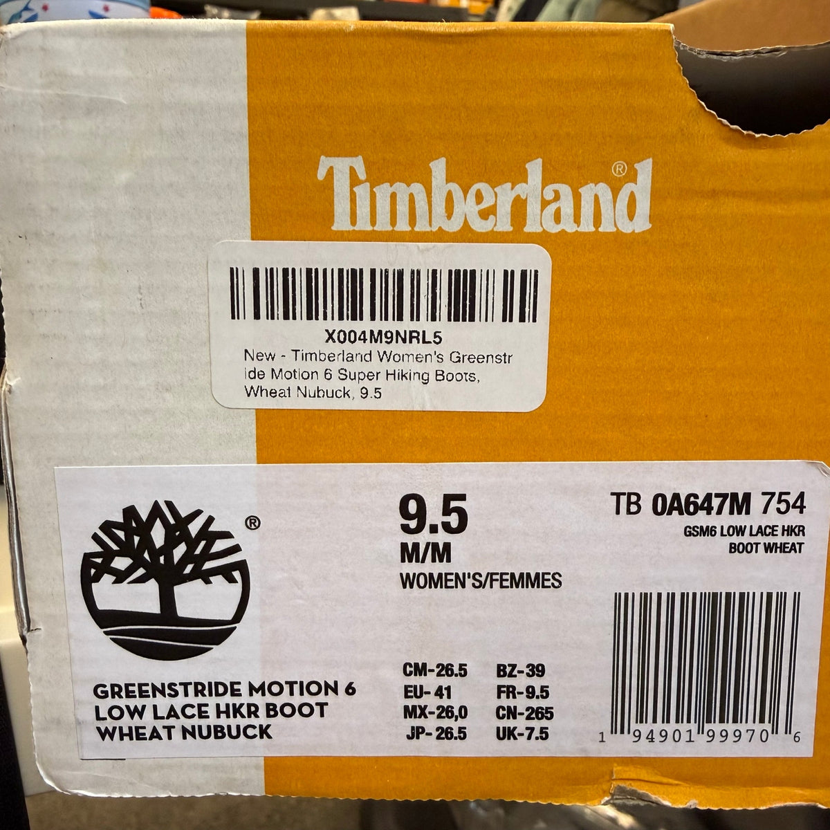 TIMBERLAND WOMEN'S 9.5 GREENSTRIDE MOTION 6 LOW LACE UP HIKER WHEAT NUBUCK NIB