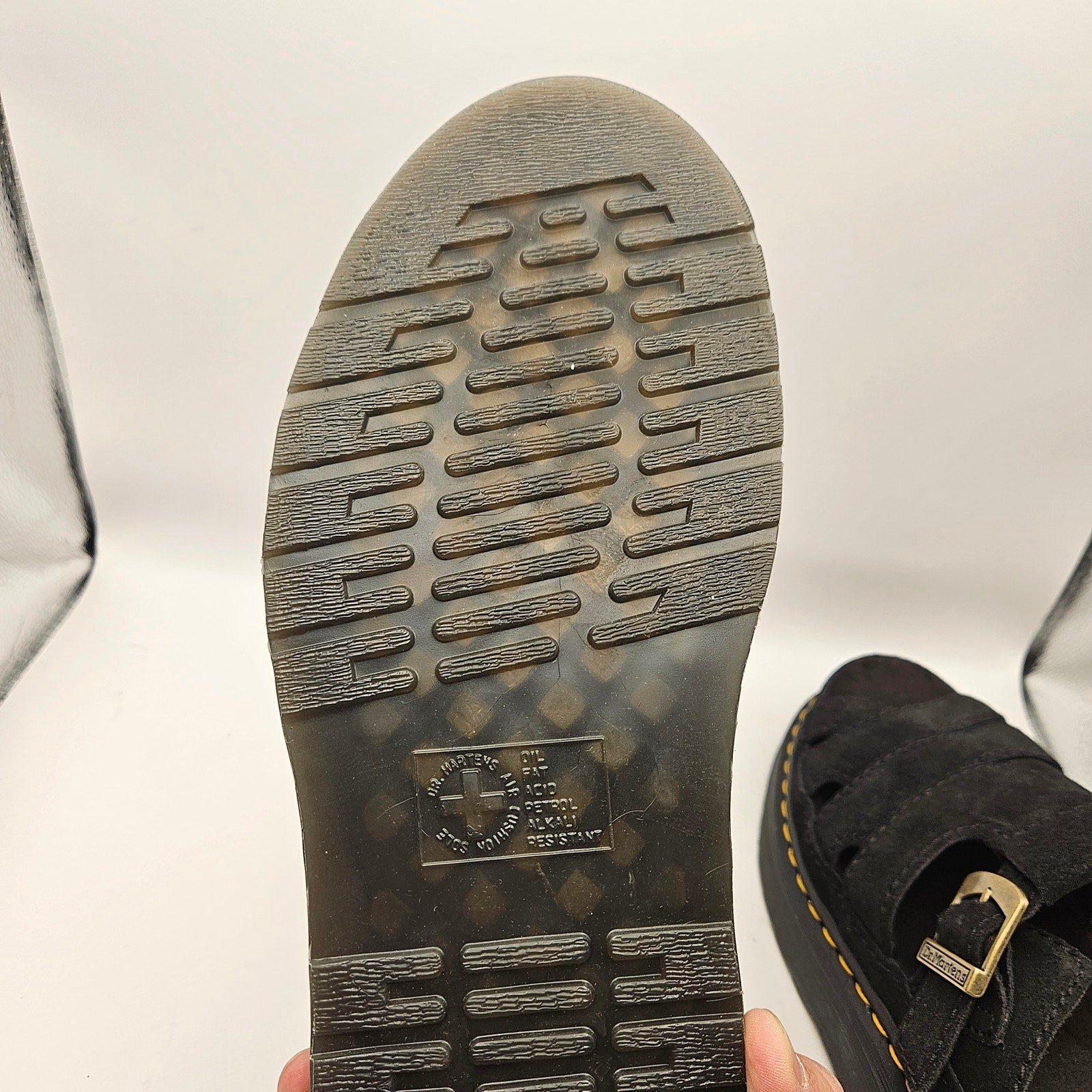 DR MARTENS MEN'S 9 MAXXY SLIDE SUPER SOFT SUEDE AGED BUCKLE NWOB