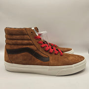 VANS MEN'S 8 SK8 HI PIG SUEDE PLAID GLAZED GINGER BROWN NWOB