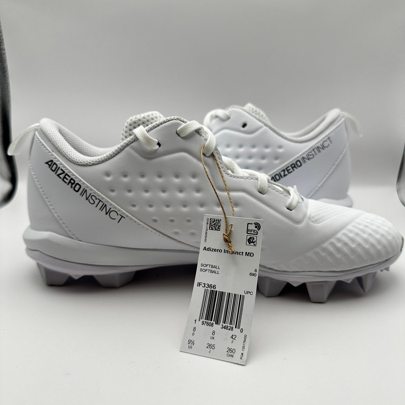 Adidas Adizero MD IF3366 Wms 9.5 White/Black Softball Cleats