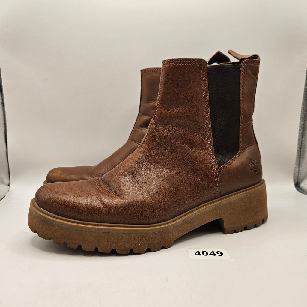 TIMBERLAND WOMEN'S 9.5 CARNABY COOL MID CHELSEA BOOTS BROWN A41E6