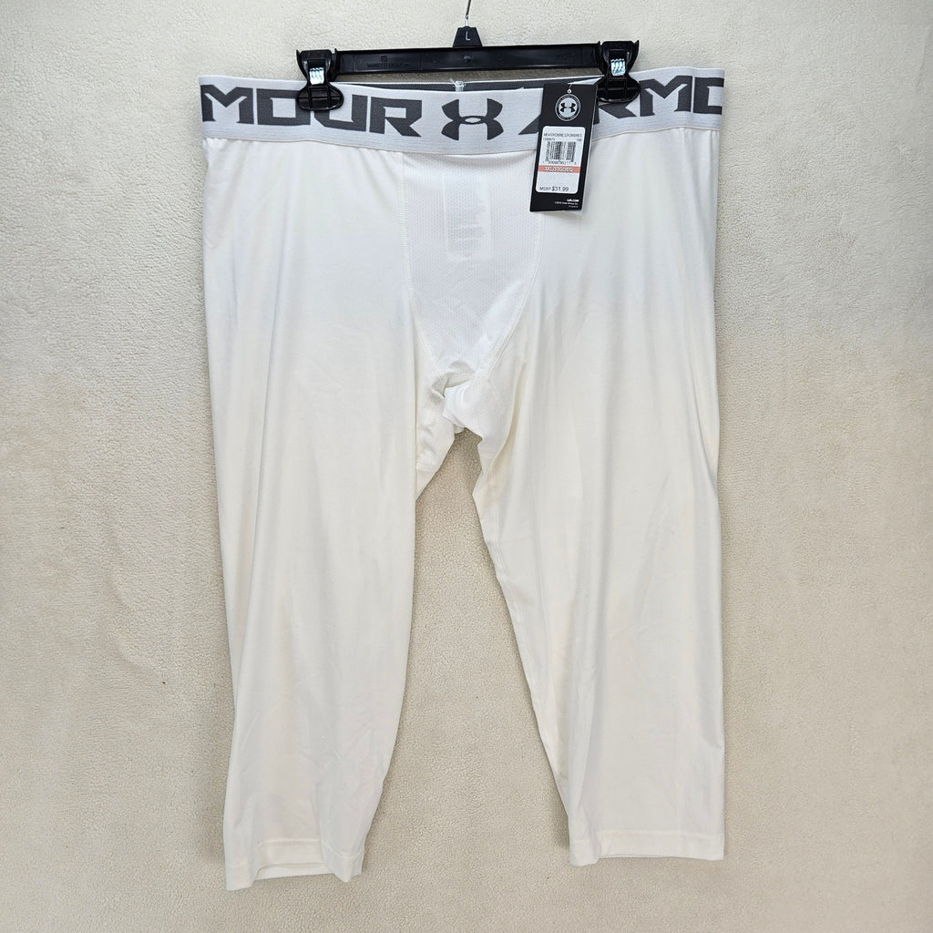 UNDER ARMOUR MEN'S 3XL WHITE HEATGEAR 2.0 3/4 COMPRESSION LEGGINGS 1289574 NWT