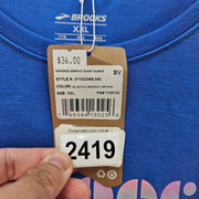 BROOKS WOMEN'S XXL DISTANCE GRAPHIC SHORT SLEEVE BLUE TEE RESPECT HER RUN NWT