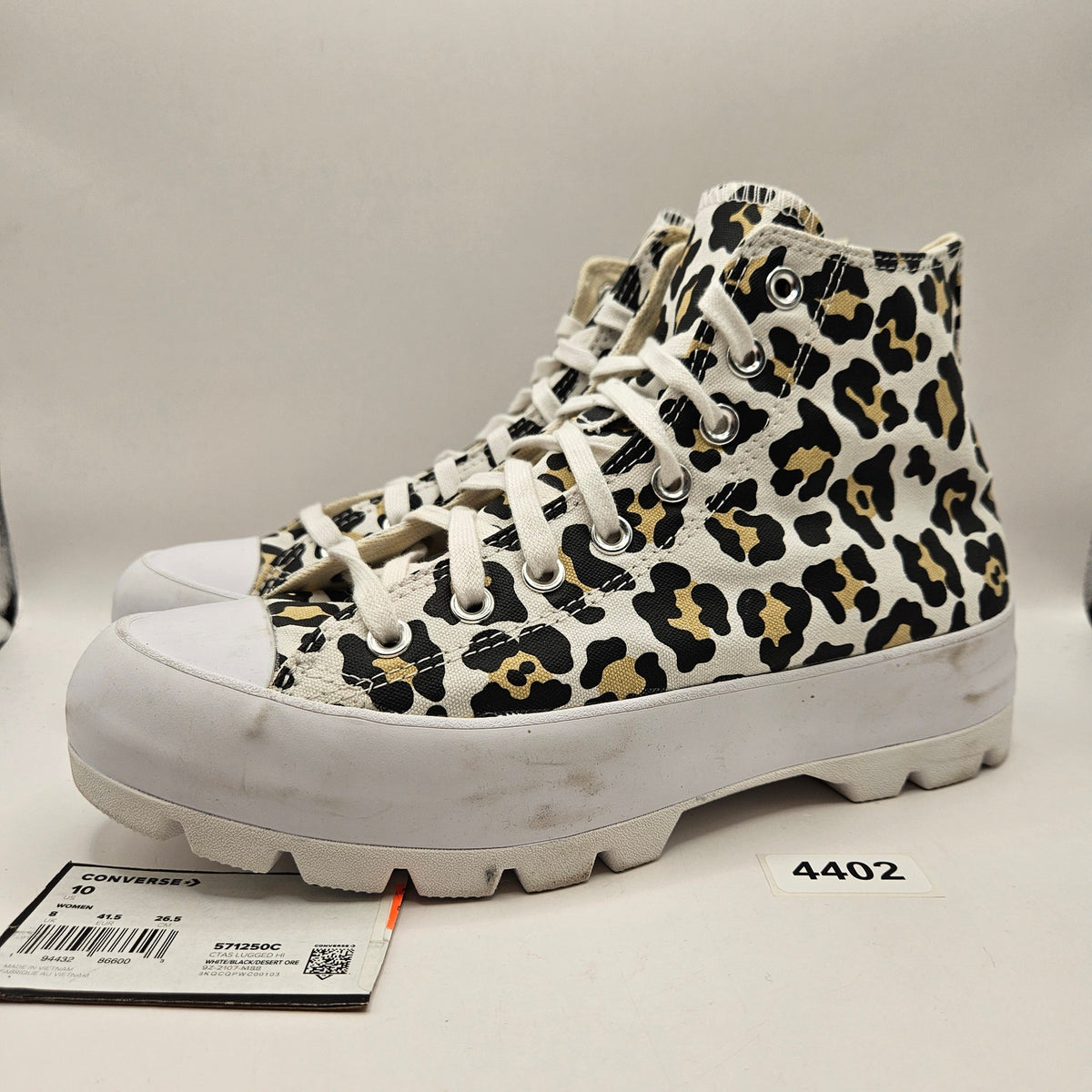 CONVERSE WOMEN'S 10 CHUCK TAYLOR ALL STAR LUGGED HIGH LEOPARD SNEAKER 571250C