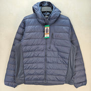 EDDIE BAUER MEN'S XLARGE DOWN PUFFER JACKET HOODED GRAY NWT