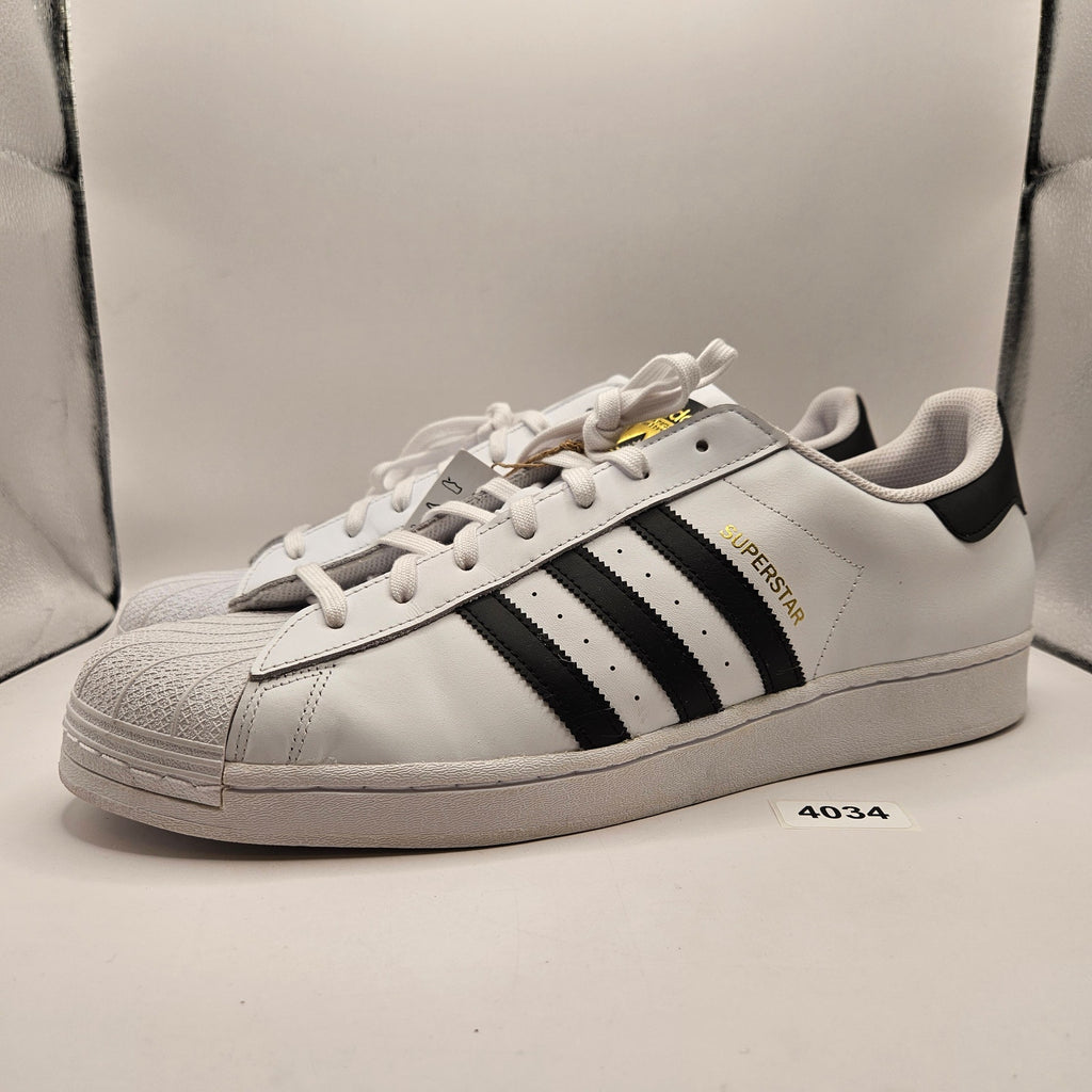 ADIDAS ORIGINALS MEN'S 18 SUPERSTAR WHITE BLACK GOLD SHELL TOE LOW TOP EG4958