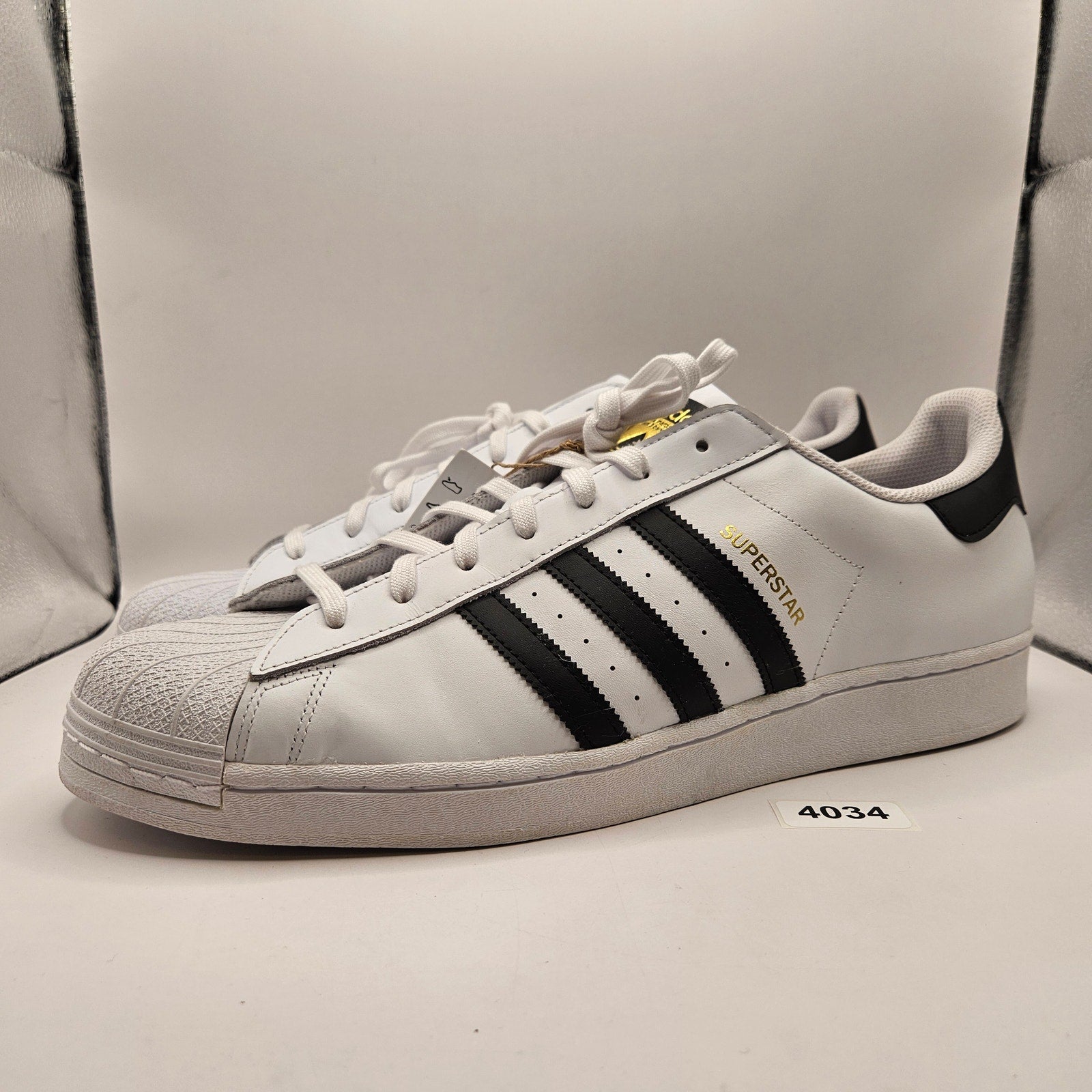 ADIDAS ORIGINALS MEN'S 18 SUPERSTAR WHITE BLACK GOLD SHELL TOE LOW TOP EG4958