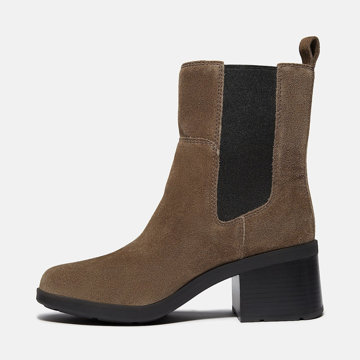 TIMBERLAND WOMEN'S 5.5 BELLEVAUX MID CHELSEA BOOT DK BROWN SUEDE NIB