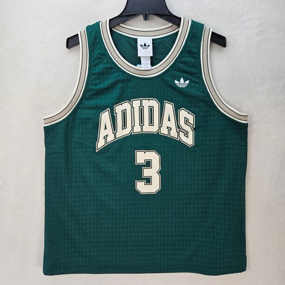 ADIDAS MEN'S LARGE ORIGINALS TREFOIL GREEN TANK SIDELINE JERSAEY KG8200 THICK