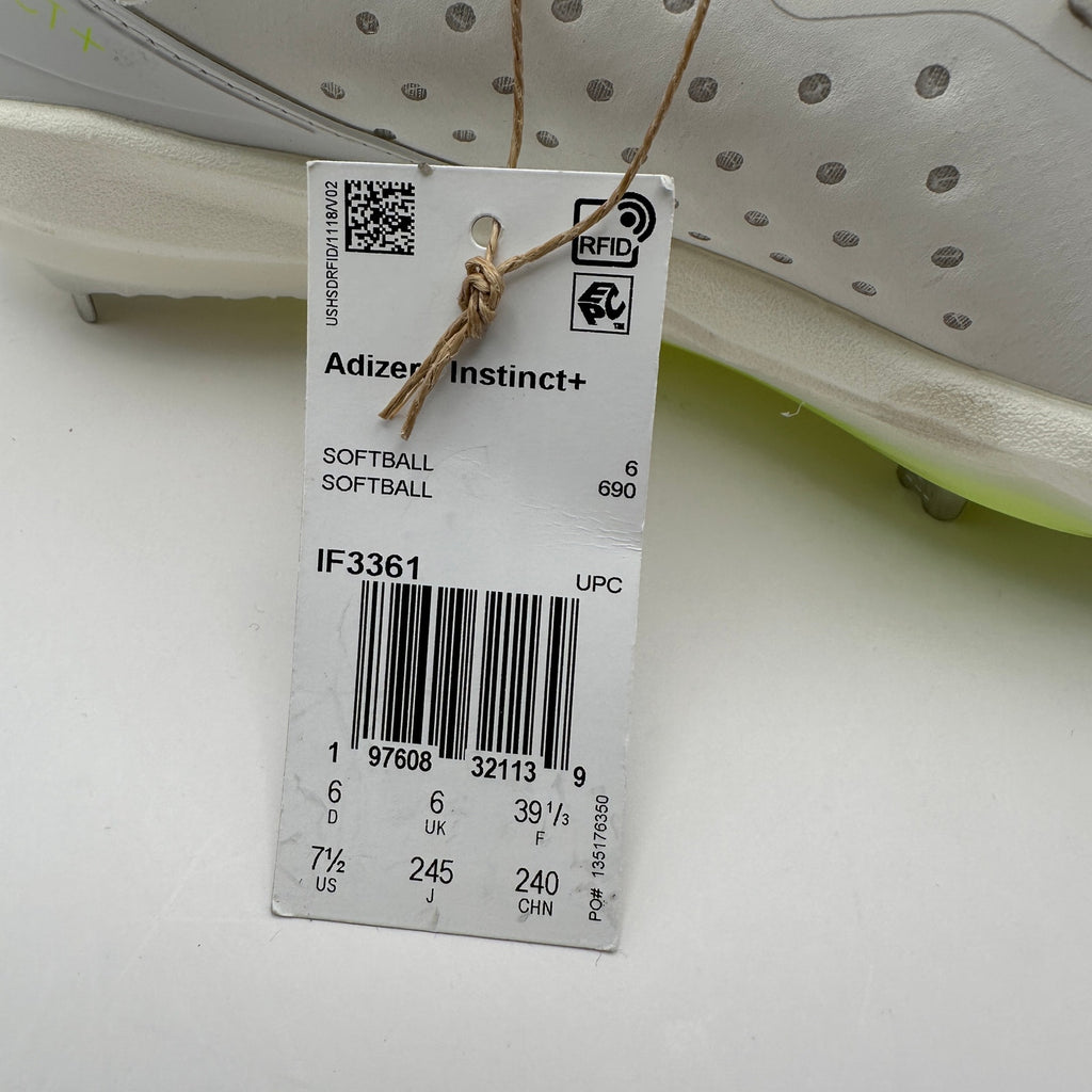 Adidas Adizero Instinct+ Softball Cleats Wms 7.5 White/Neon