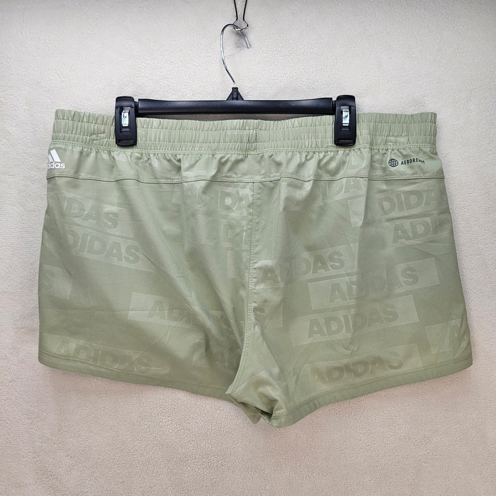 ADIDAS WOMEN'S MEDIUM PACER WOVEN DEBOSS TRAINING/RUNNING SHORTS LIME HK7544 NWT