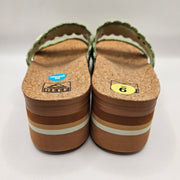REEF WOMEN'S 9 PLATFORM SANDALS MATCHA GREEN CORK SOLE