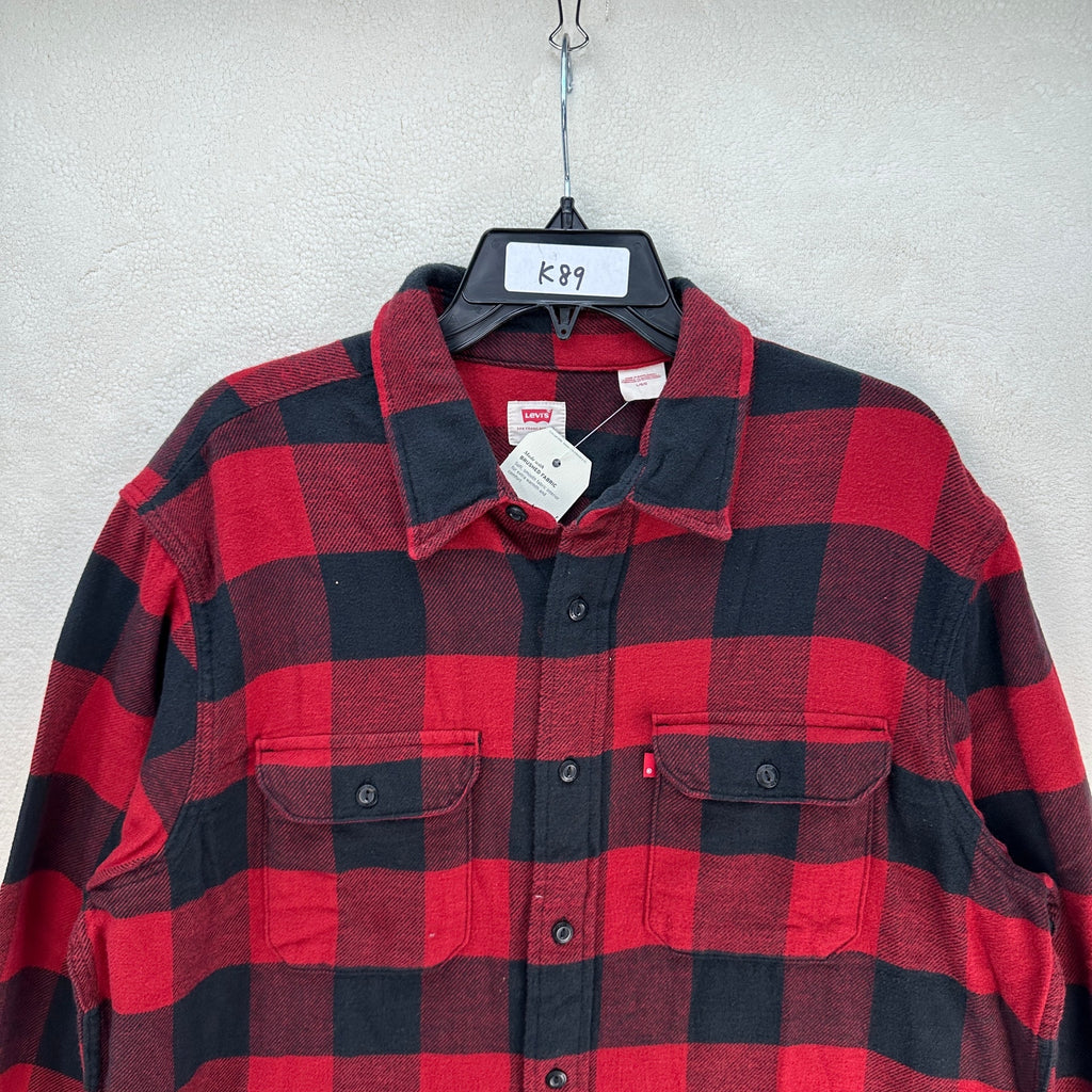 LEVI'S MEN'S LARGE CLASSIC WORKER SHIRT ALBANY BIKING RED